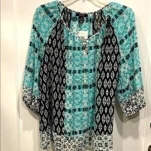 Ikat Sheer Beaded Blouse